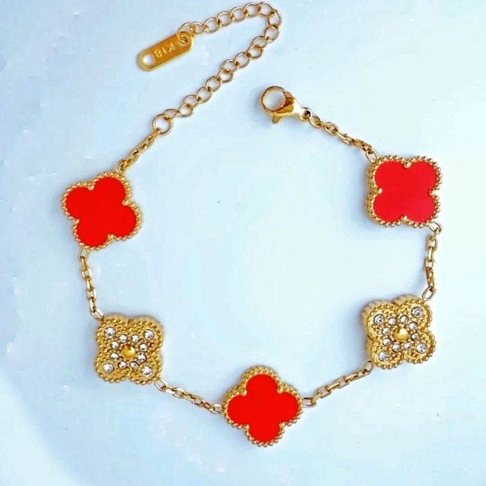 Bracelet En Acier Inoxydable neuf 18k trèfle porte-bonheur élégant et résistant à l'eau 💦