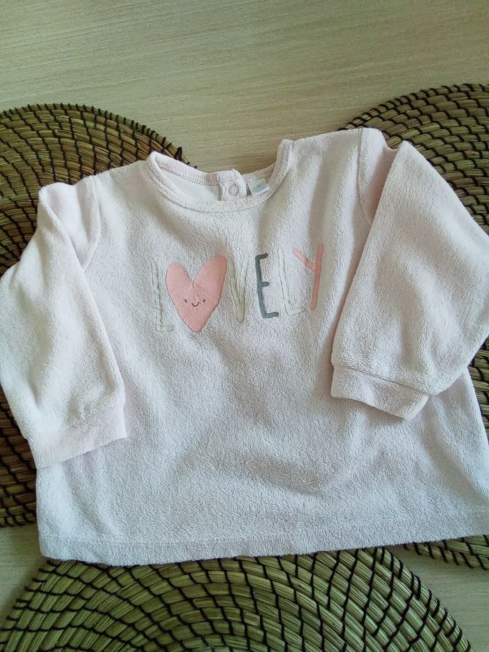 Pyjama 2 pièces en velours rose imprimé Tex 18 mois - photo numéro 2