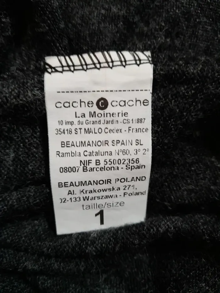 Pull Cache Cache Gris Anthracite Col Bateau Taille S (T1) - photo numéro 6
