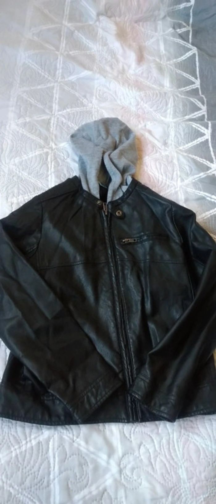 Blouson bombers avec capuche noir fille 10 ans NKY