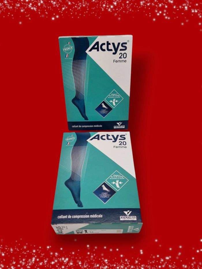 Lot 2x Collants de contention Actys 20 Beige Classe 2 * T2 N *