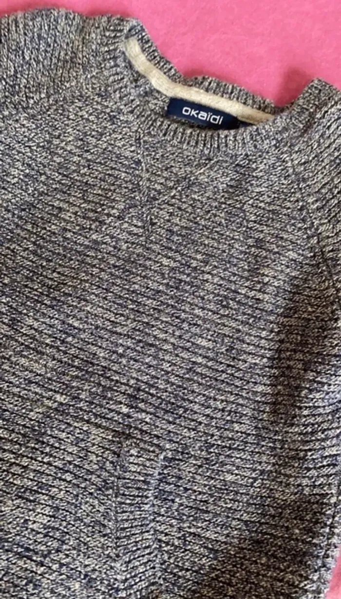 Pull bleu chiné Okaidi 2 ans - photo numéro 3
