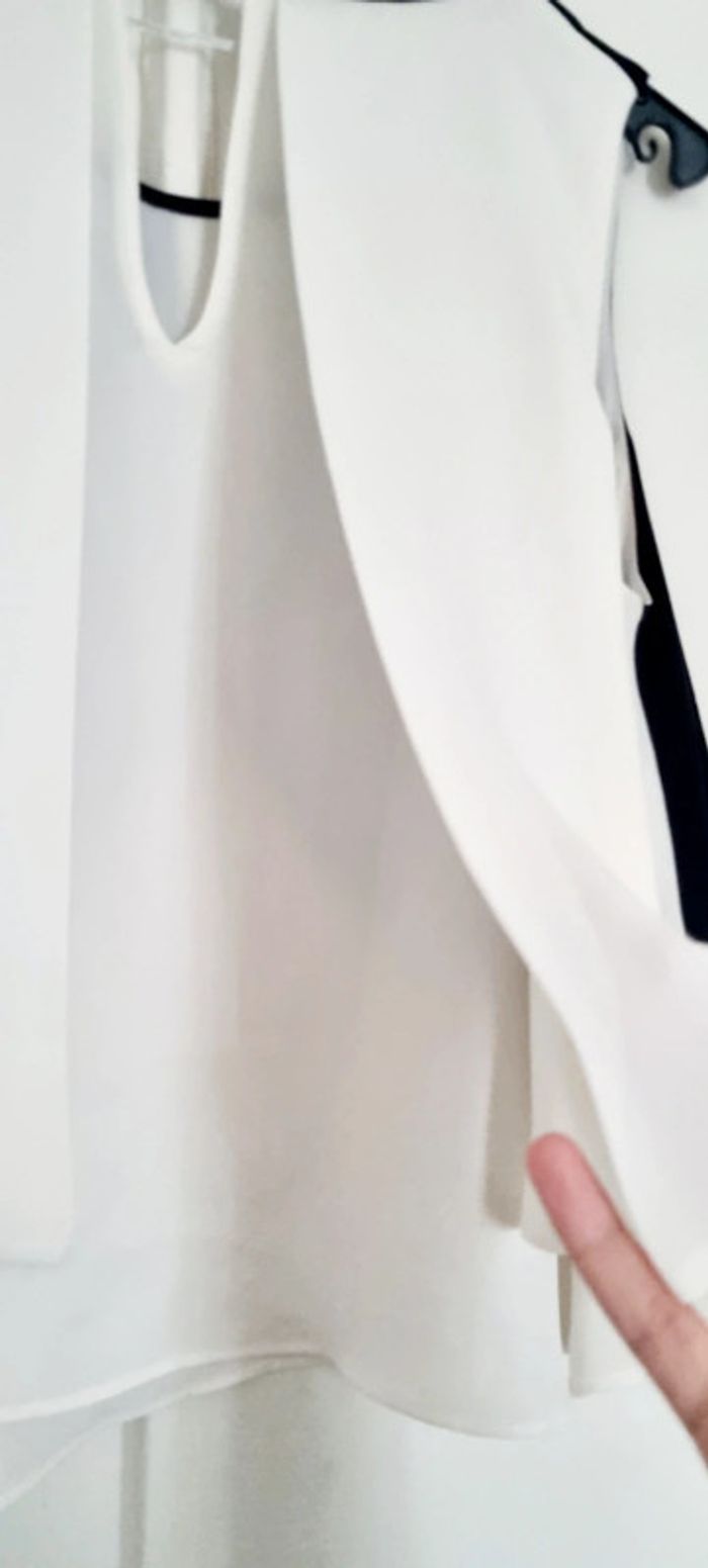 Top débardeur blouse noir et blanc zara M 38 - photo numéro 8