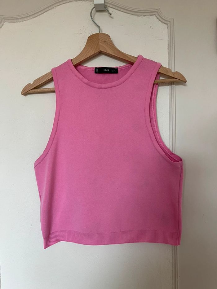 💗 Crop top débardeur dos nu rose moulant Mango – Taille M 💗 - photo numéro 2