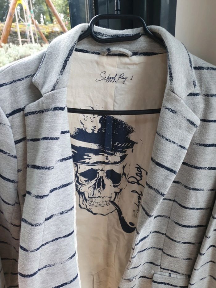 Veste rayée gris et bleu marine school rag - photo numéro 2