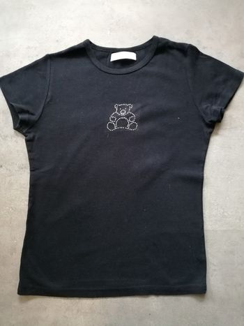 T shirt noir avec nounours strass Cache cache
