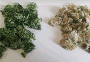 Lot de 50 pompons vert, beige et doré pour loisirs créatifs