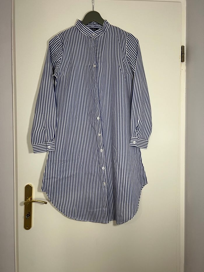 Chemise femme mi-longue rayures bleues - photo numéro 8