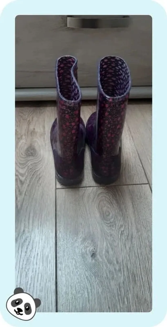 Bottes de pluie gémo noires motif coeur pointure 32 état neuves - photo numéro 3