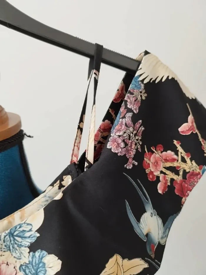 Jolie robe vintage love héron et fleurs - Drop Asie - photo numéro 5
