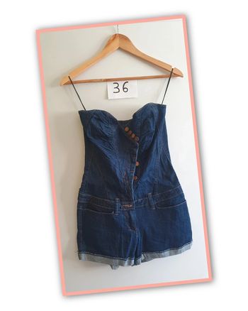 Combishort bustier en jean femme taille s