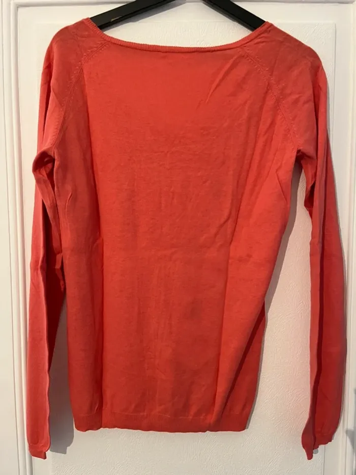 Pull fin col v orange femme Camaïeu - photo numéro 2