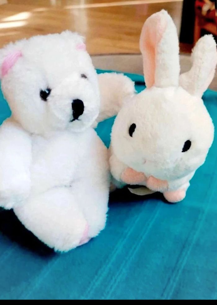 Lot  2  peluches  ourson  et lapin