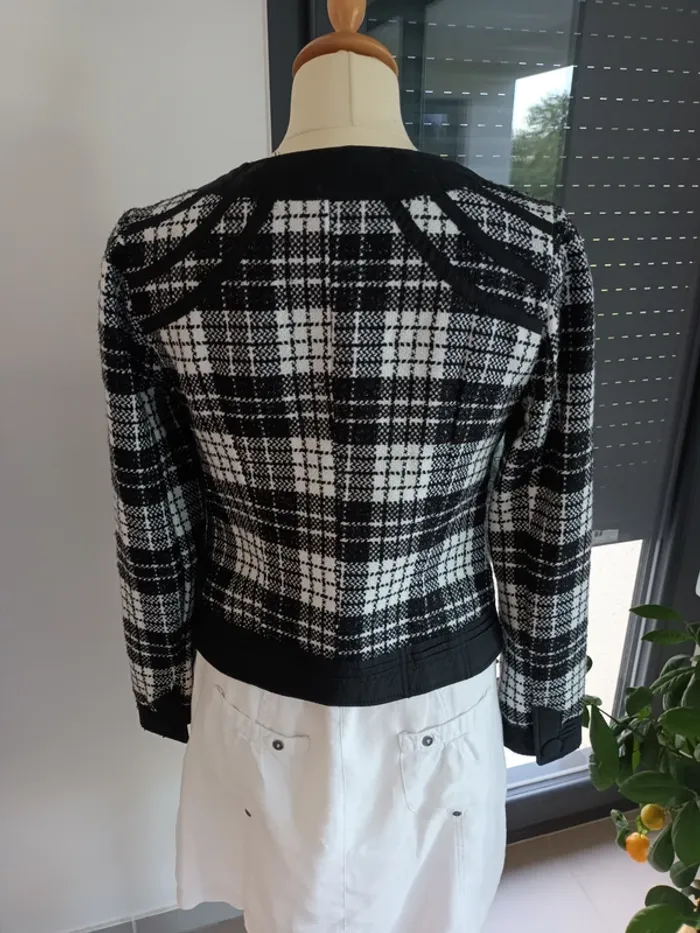 Ancienne veste à carreaux noire et blanche - photo numéro 5