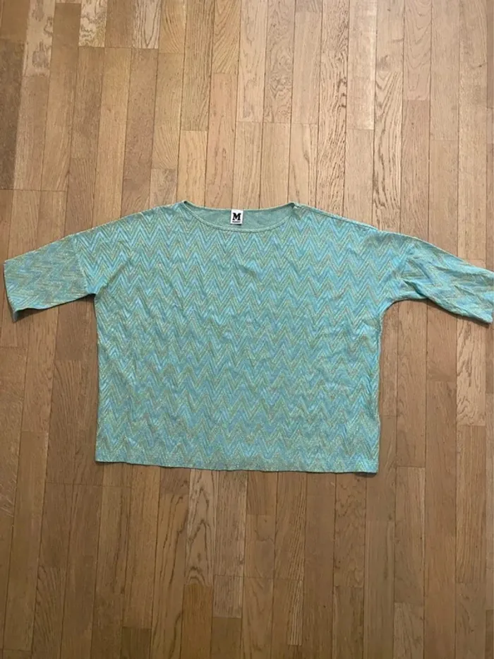Top overize turquoise et doré Missoni taille M - photo numéro 2