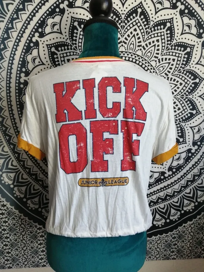 Tee-shirt blanc avec message devant et dos et tête d'aigle / jennyfer / (L) - photo numéro 4