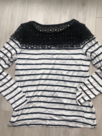 Marinière dentelle la redoute taille 38 rayée noire/crème