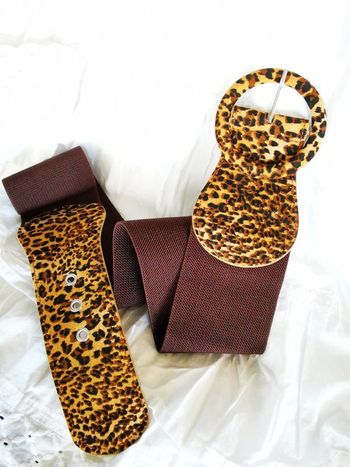 F73 Ceinture corset vintage rétro leopard marron
