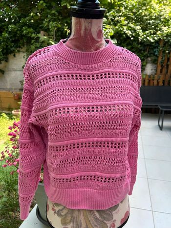 Pull été façon crochet rose fille coton - h&m 158 164 cm 12 14 ans