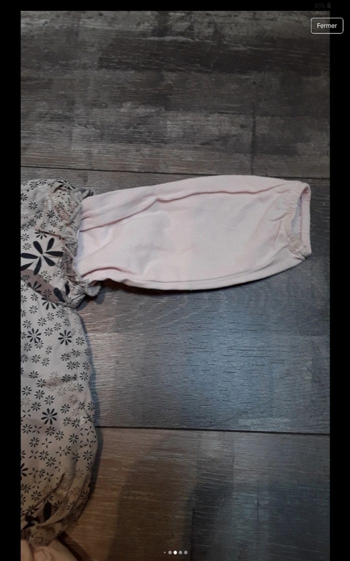 Ensemble pantalon velours marron et haut manche longue fleurie - photo numéro 8