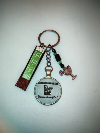 Cadeau humour mojito, porte clé message bijoux de sac