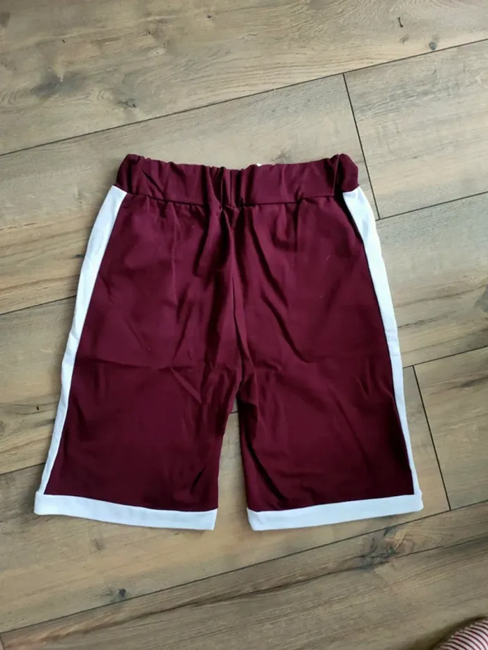 Short en coton bordeaux et blanc uni homme S