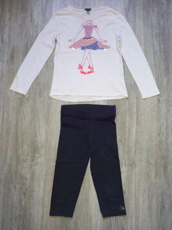 tee shirt danseuse séquins kiabi et legging court orchestra taille 6 ans