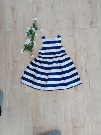 Robe 4 ans rayure bleu marine rose pâle c82