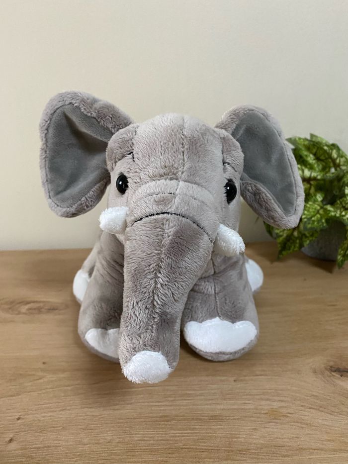 Doudou peluche éléphant gris et blanc gipsy - photo numéro 2
