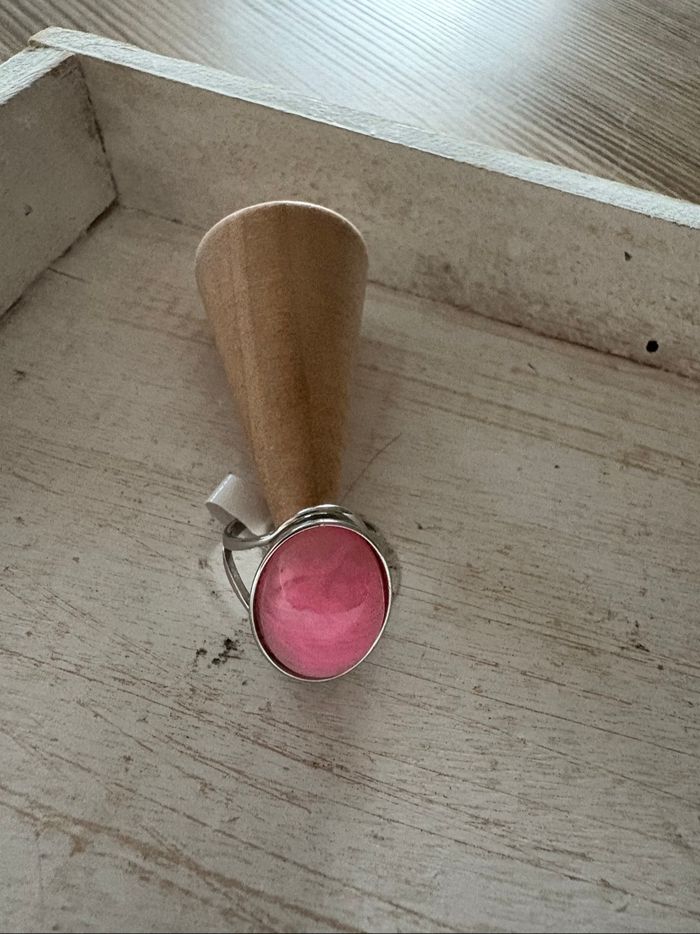 Bague argentée rose  T6 - photo numéro 3