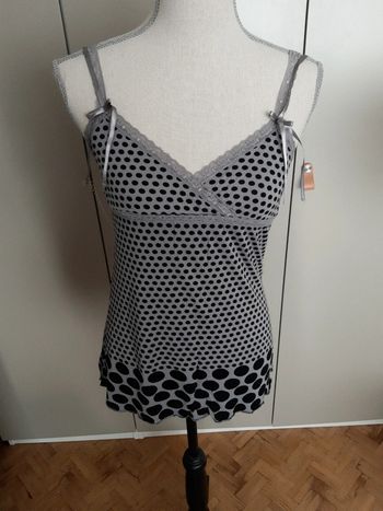 Débardeur pois noir et gris