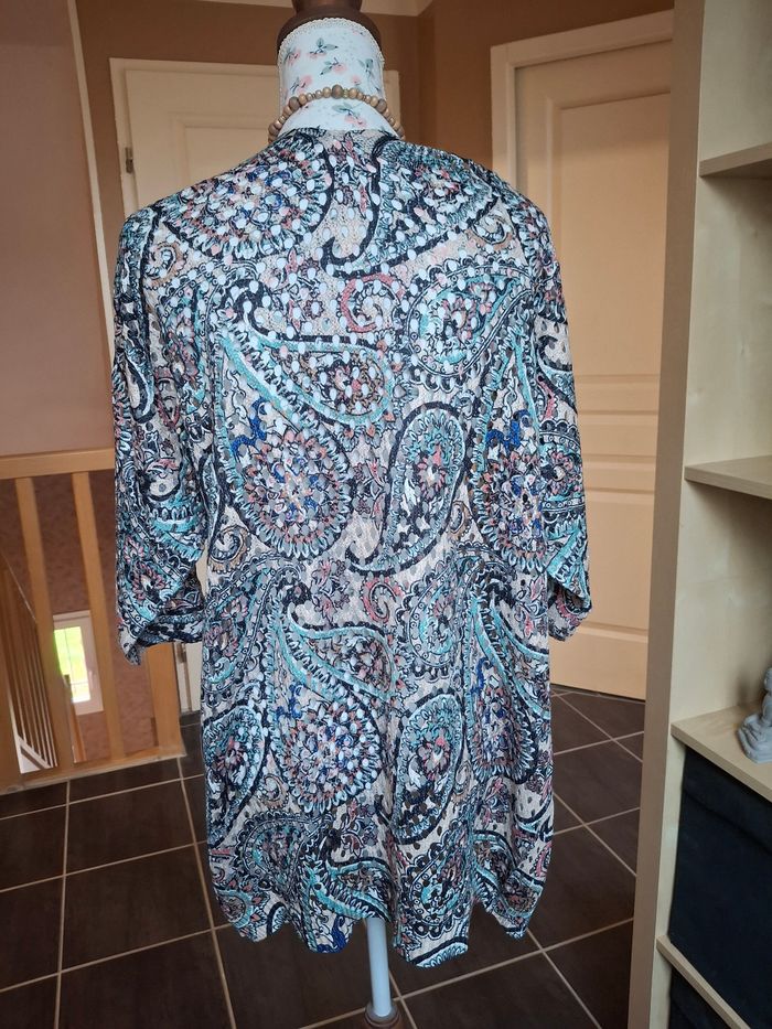 Gilet imprimé multicolore maille ajourée neuf - photo numéro 3