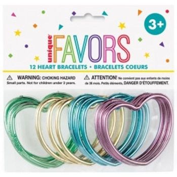 12 bracelets brillants forme de coeur