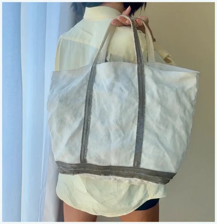Sac cabas Vanessa Bruno lin blanc cassé bon état - photo numéro 2