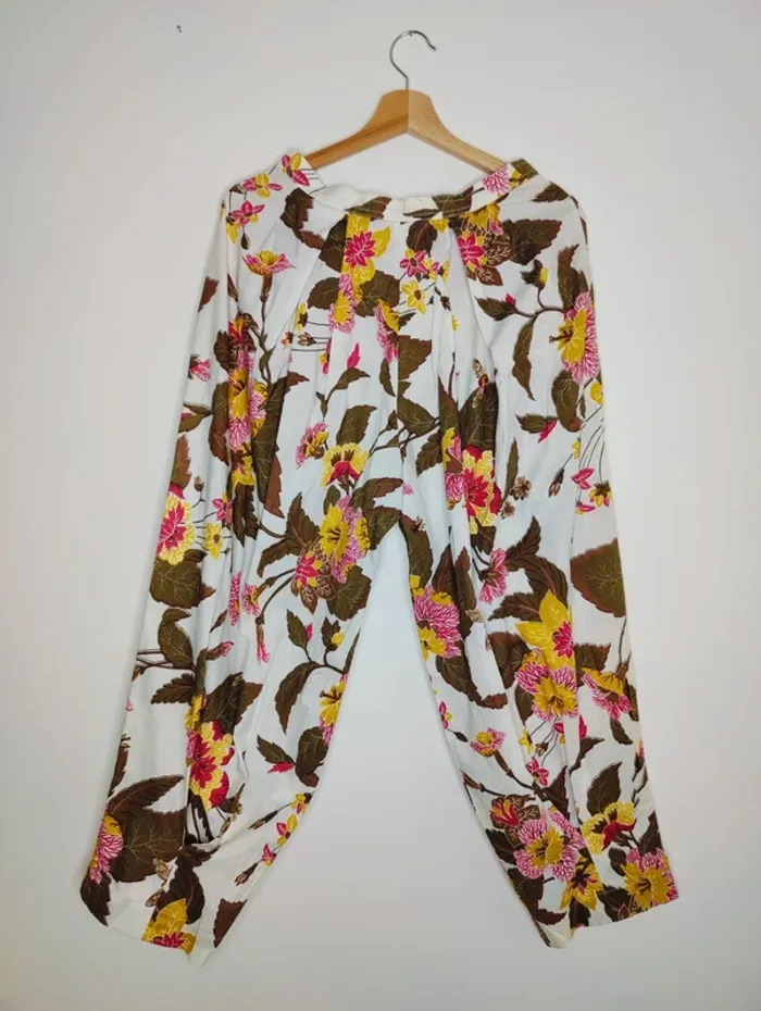 Pantalon fleuri Vintage 80's paperbag - photo numéro 8