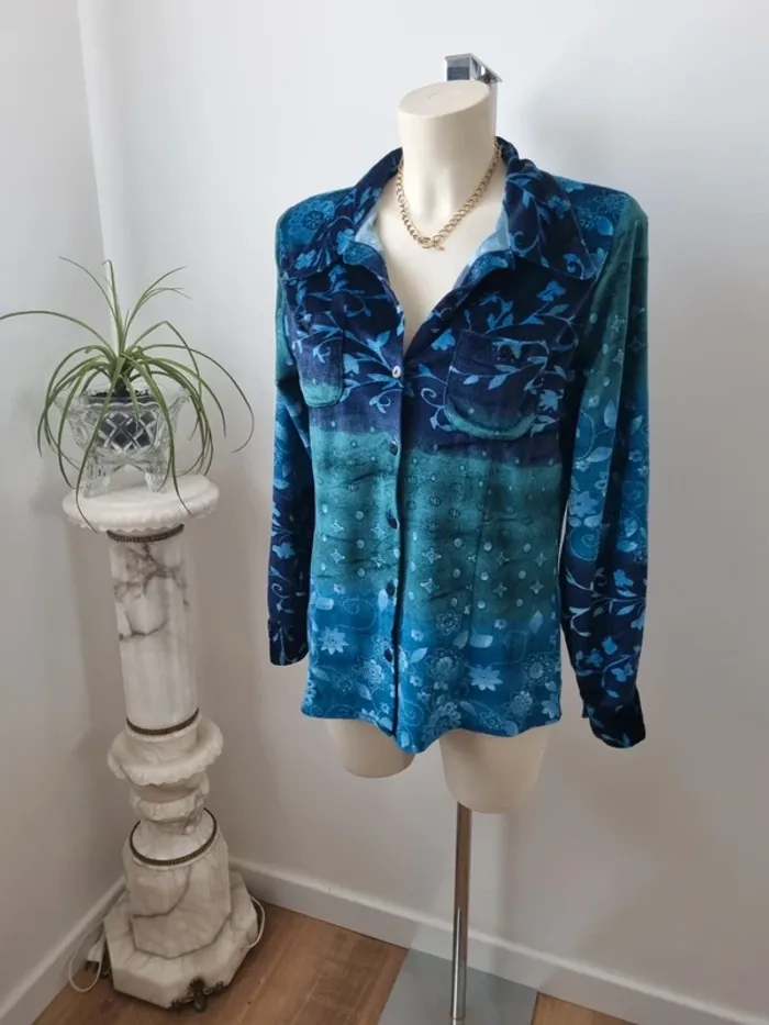 Chemise dégradé bleu vert Année '70 - photo numéro 10