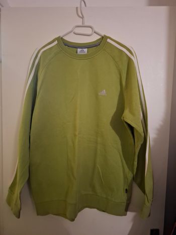 ​Sweat Adidas vert anis à bandes blanches Taille M