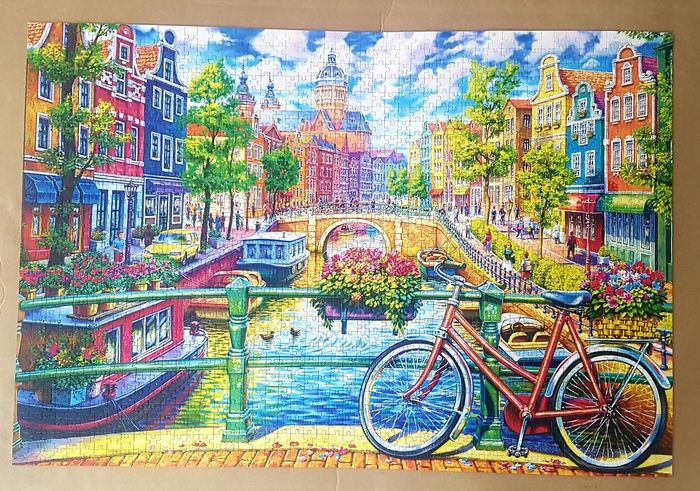 Puzzle 1500 pièces  " Canal d'Amsterdam " complet - photo numéro 2