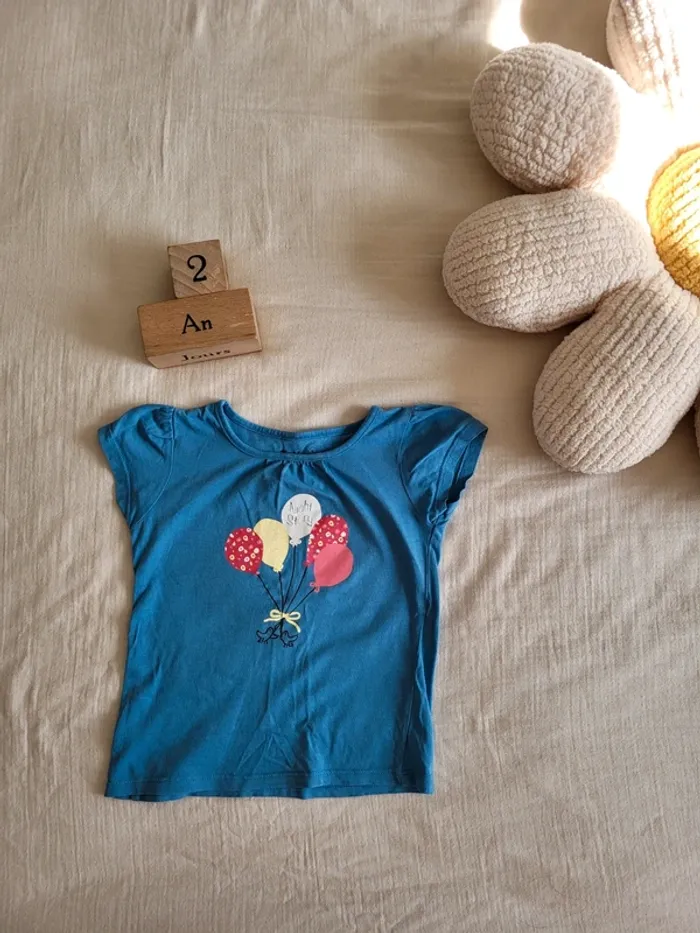 T-shirt manches courtes fille 2 ans 100% coton