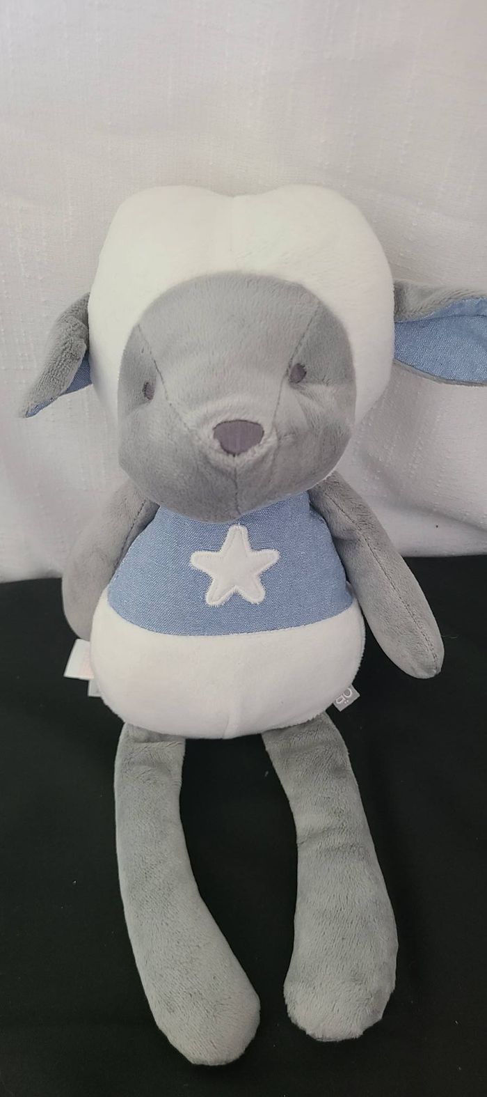 Peluche mouton OBAIBI gris blanc bleu étoile 33 cm - photo numéro 4