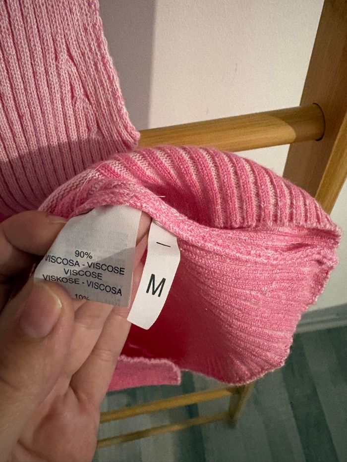 Débardeur Crop Top Carlopik Côtelé Rose Patchwork Taille M - photo numéro 5