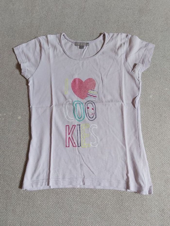 Tee-shirt manches courtes parme "I love cookies" 12 ans - Lisa Rose
