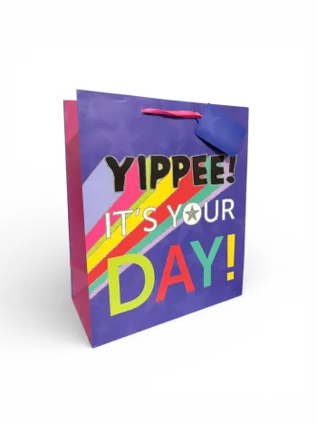 Sac cadeau anniversaire « Youpi, c’est ton jour » – 25 × 30 × 13 cm Neuf