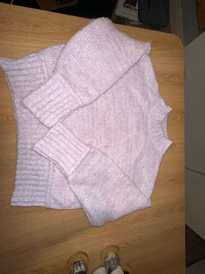 Pull femme violet clair manches longues – maille douce