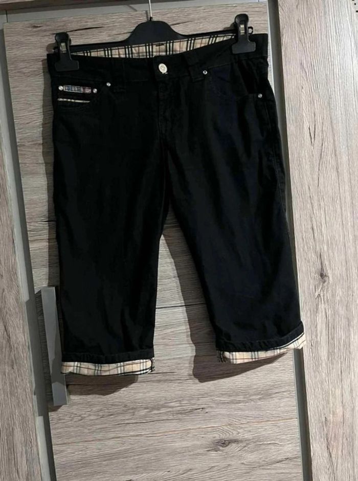 Pantacourt  bermuda  femme  38  noir  stretch  carreaux  tartan check