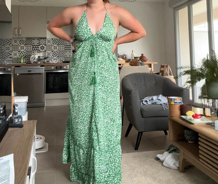 Robe longue verte et blanche GOA taille M - photo numéro 2