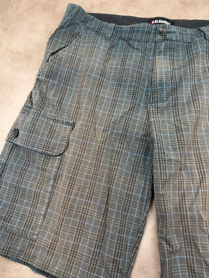 Short Cargo Chino Élément à carreaux Noir Taille 36 - photo numéro 3