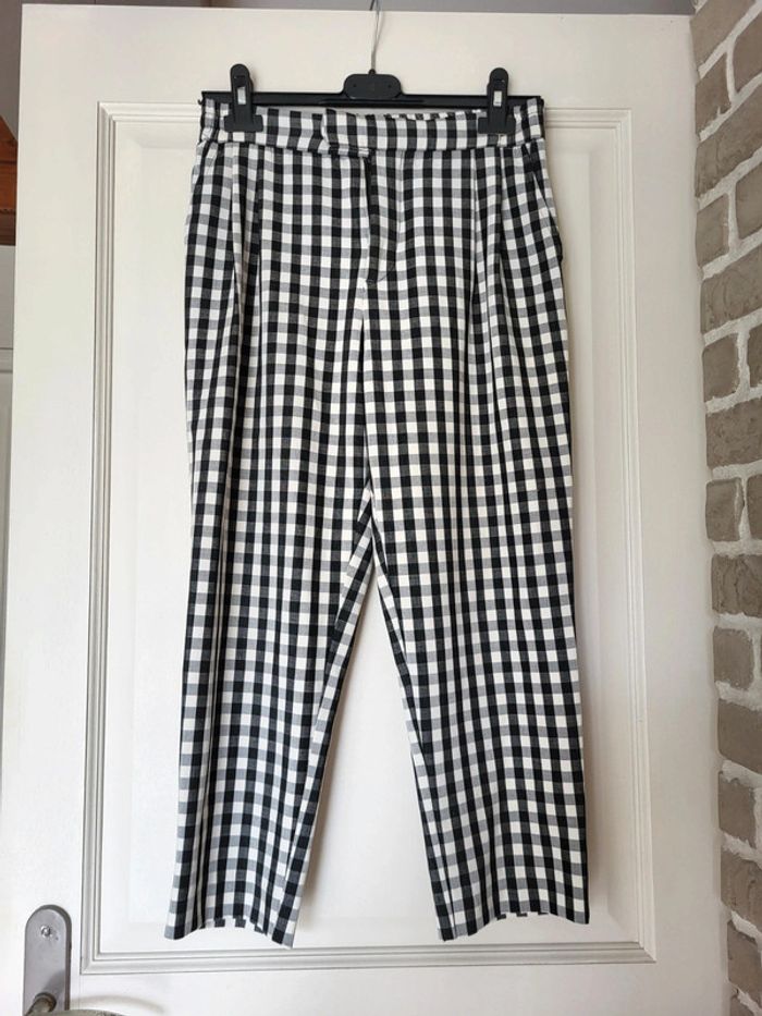 Pantalon crop vichy noir et blanc Mango - Comme neuf