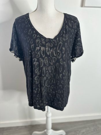 T-shirt oversize leopard noir et beige crème Scotch & Soda T36 S