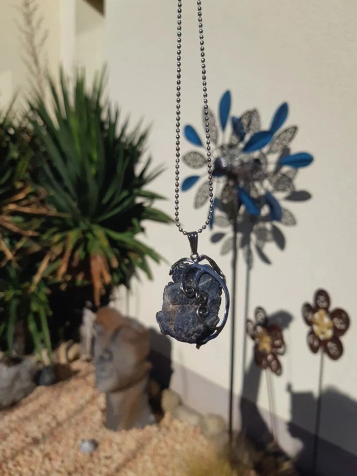 Collier fantaisie serti agate druzy - photo numéro 3